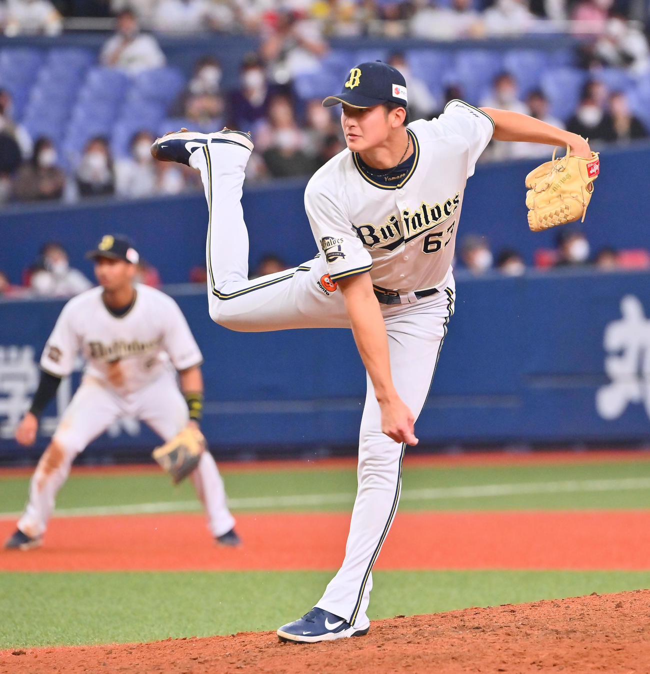 オリックス対ソフトバンク　7回表を抑えるオリックス山崎颯一郎（撮影・和賀正仁）