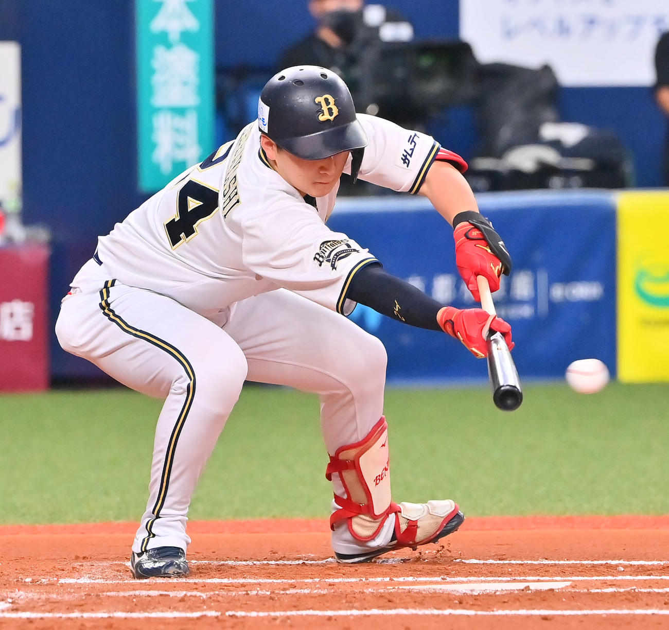 オリックス対ソフトバンク　6回裏オリックス無死一塁、送りバントに失敗する紅林（撮影・和賀正仁）