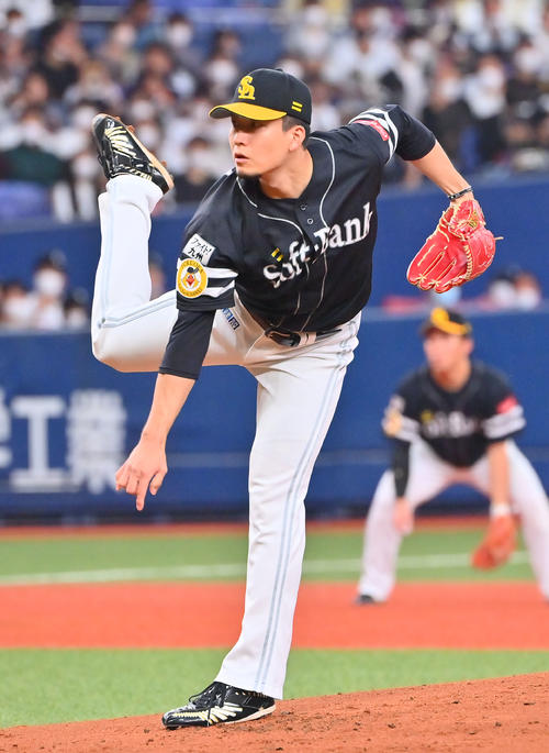 オリックス対ソフトバンク　ソフトバンク先発の千賀（撮影・和賀正仁）