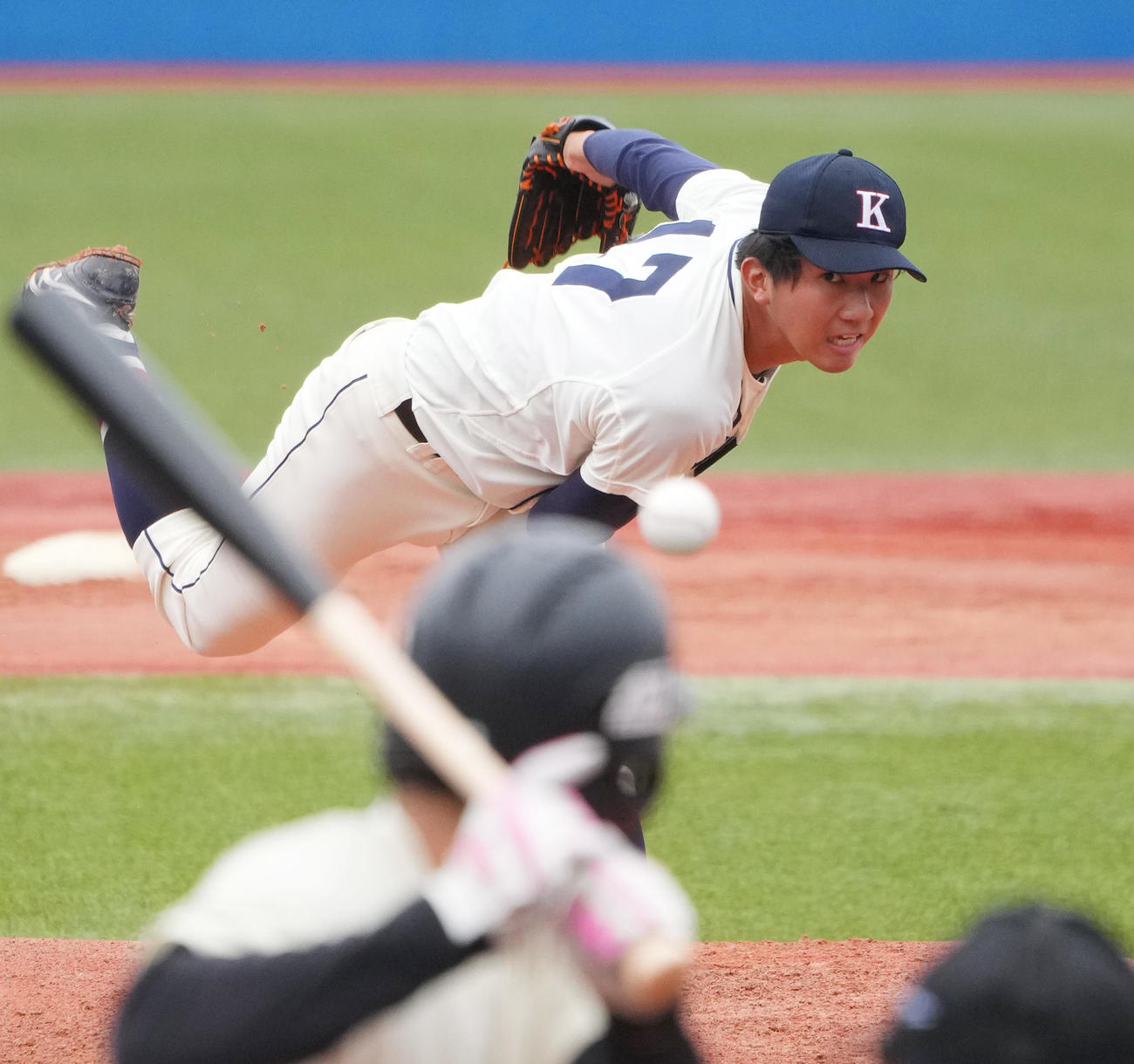 国学院大対日大　国学院大先発の田中千（撮影・菅敏）