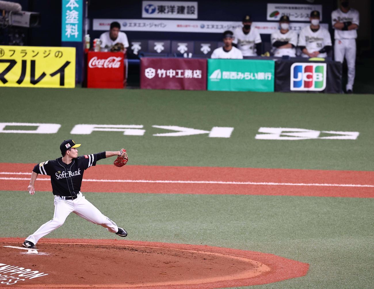 オリックス対ソフトバンク　ソフトバンク先発の千賀（撮影・上田博志）