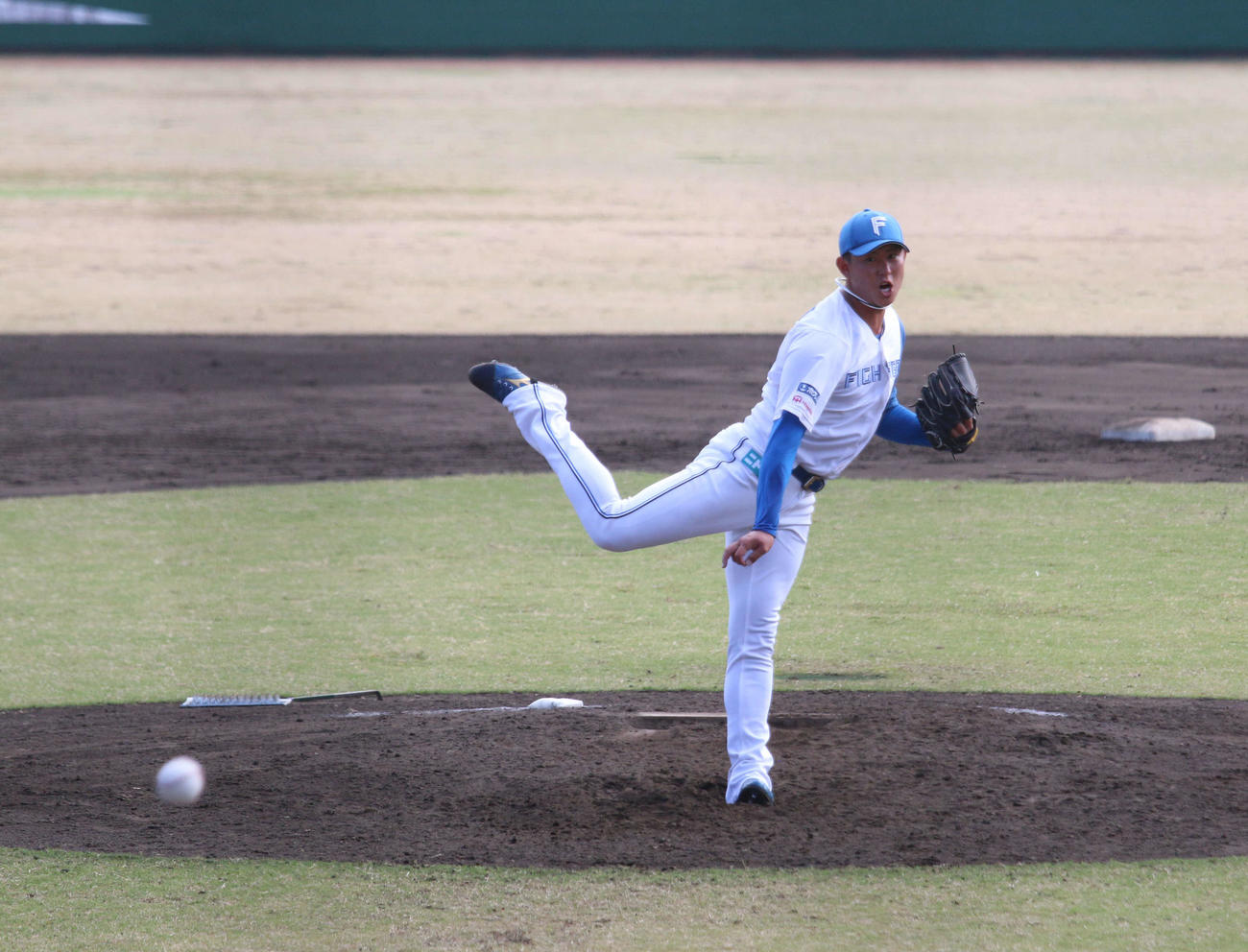 フェニックスリーグ・オリックス戦の9回に登板して3者凡退に抑えた日本ハム姫野（撮影・木下大輔）