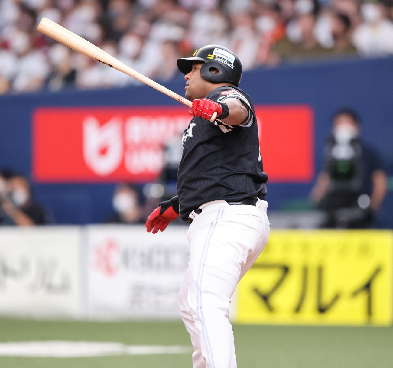 オリックス対ソフトバンク　7回表ソフトバンク1死一塁、デスパイネは左中間に同点となる2点本塁打を放つ（撮影・梅根麻紀）