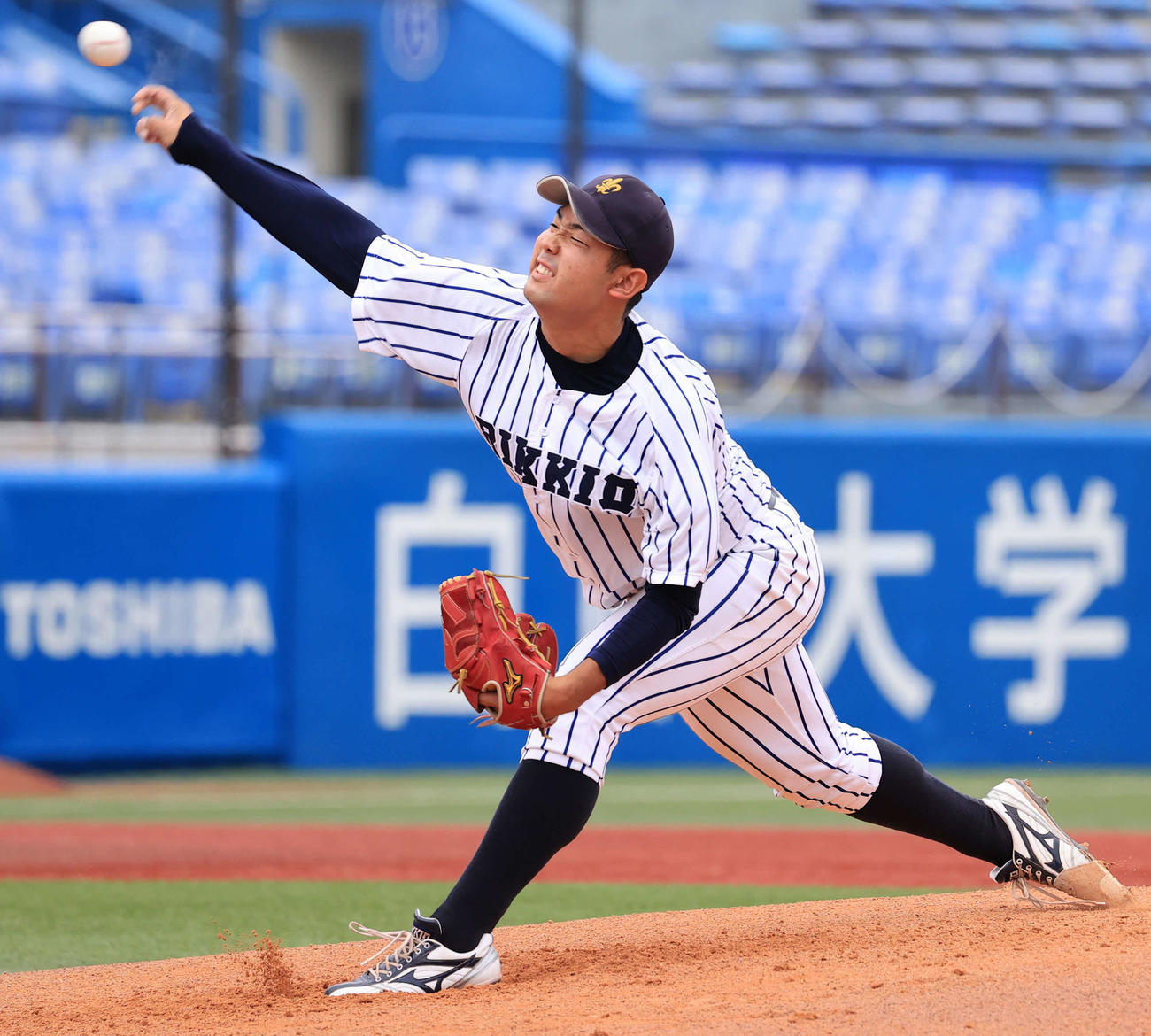 立大対早大　立大先発の池田（撮影・浅見桂子）