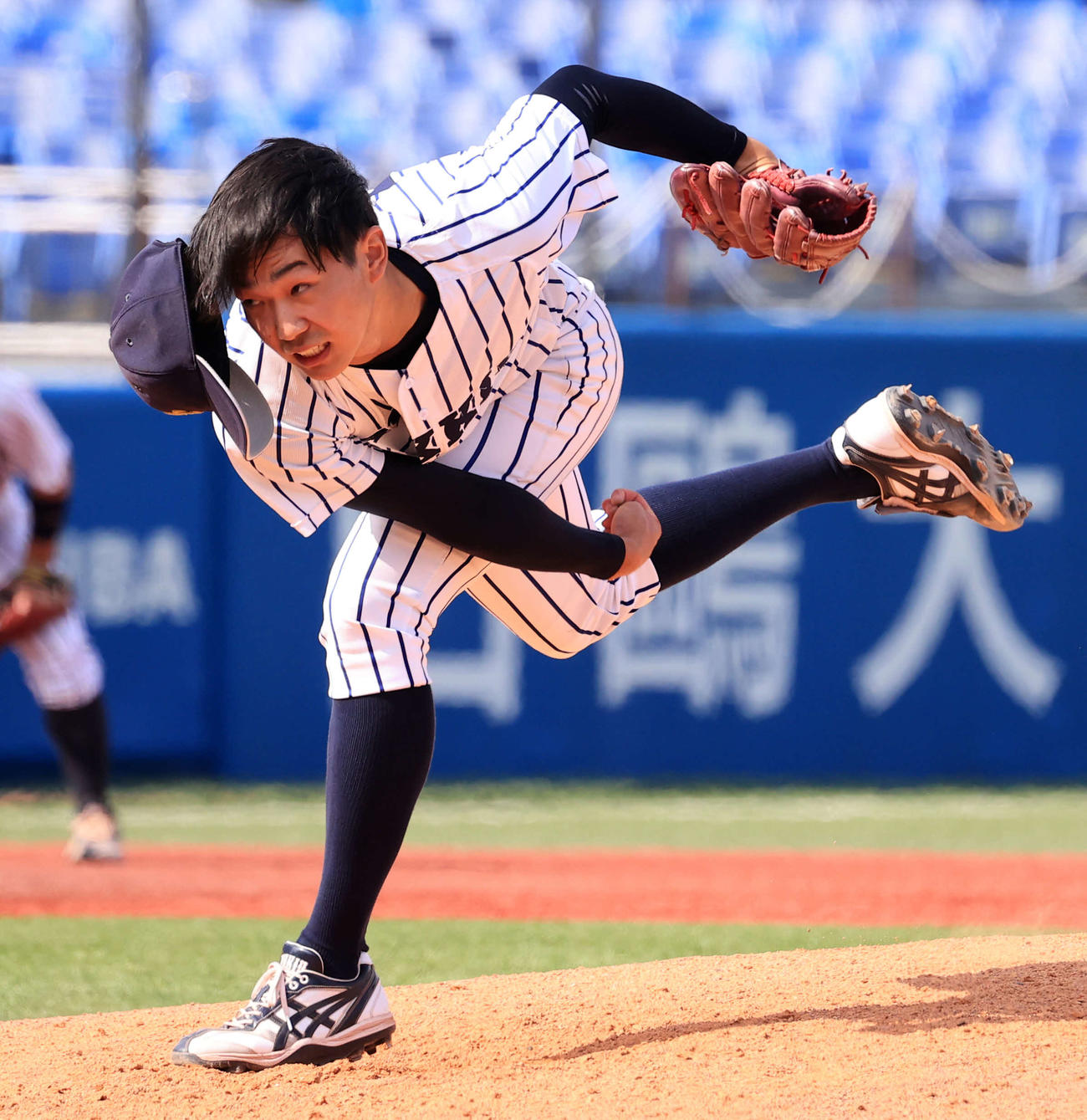 立大対早大　立大3番手の島田（撮影・浅見桂子）