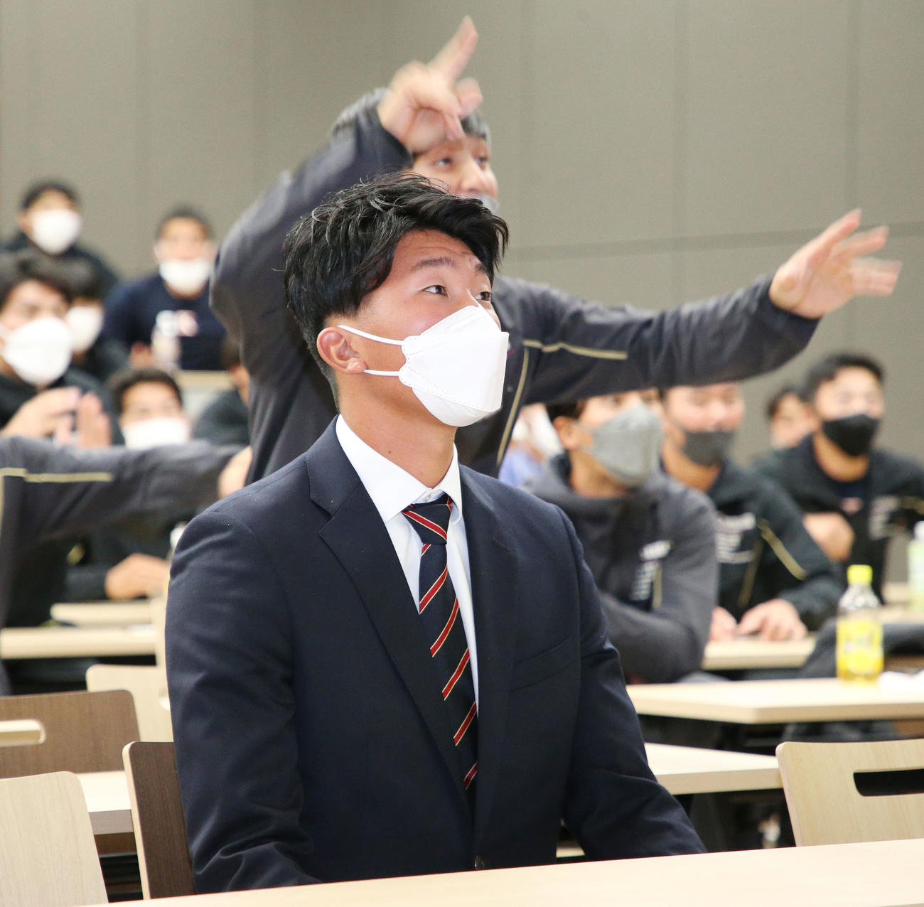 巨人から指名された国学院大・田中千晴投手（撮影・宮地輝）