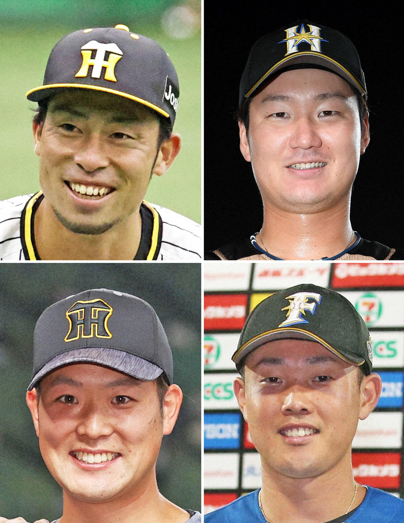 2対2の交換トレードが成立した、左上から時計回りに江越大賀、渡辺諒、高浜祐仁、斎藤友貴哉