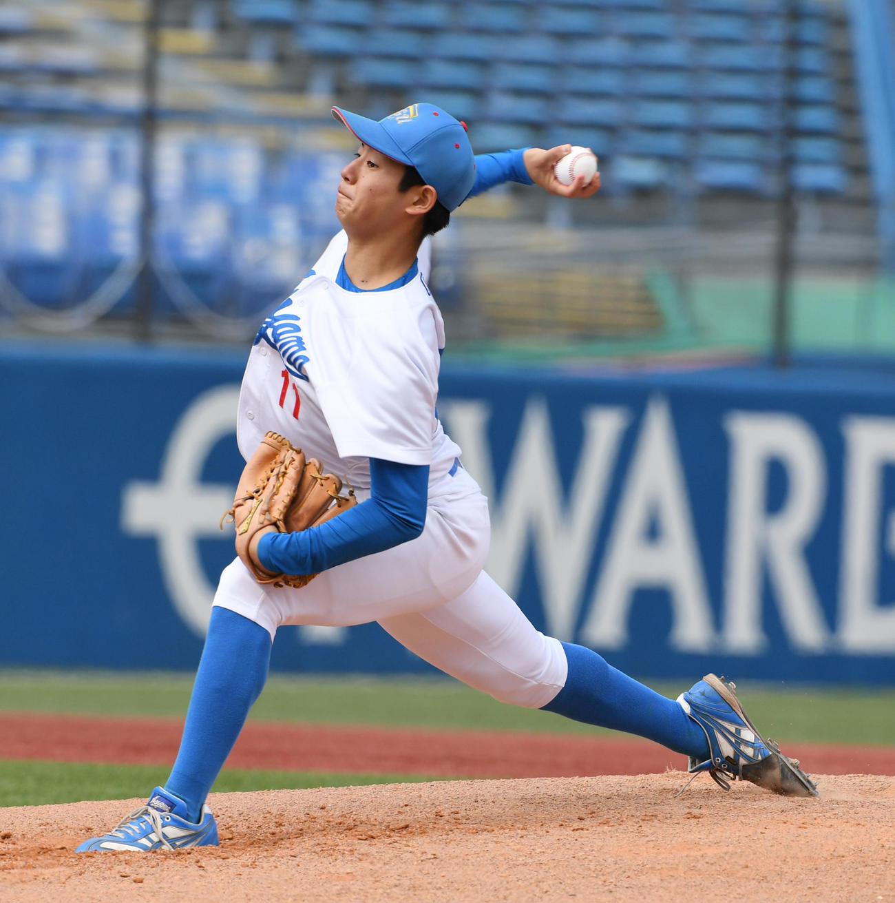 青学大対駒大　先発した青学大・下村（撮影・柴田隆二）