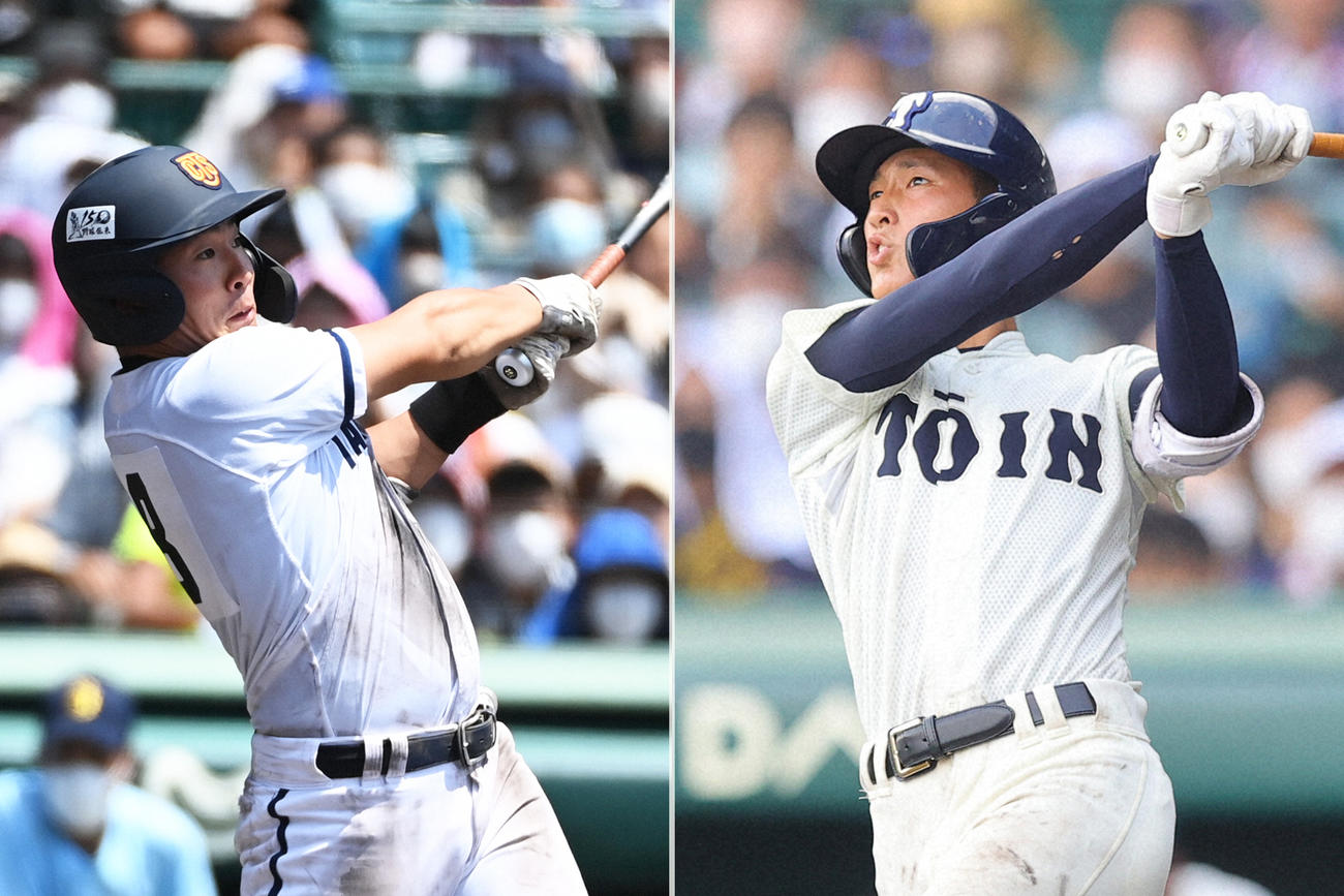 高松商・浅野翔吾（左）と大阪桐蔭・松尾汐恩