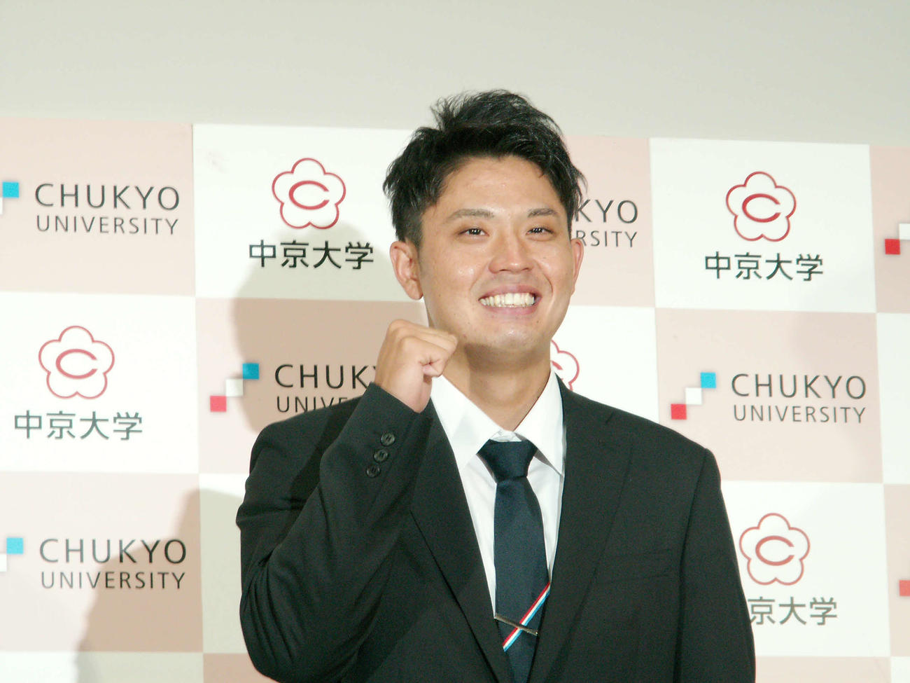 西武から育成3位指名を受けた中京大の三浦大輝投手（撮影・清水駿斗）