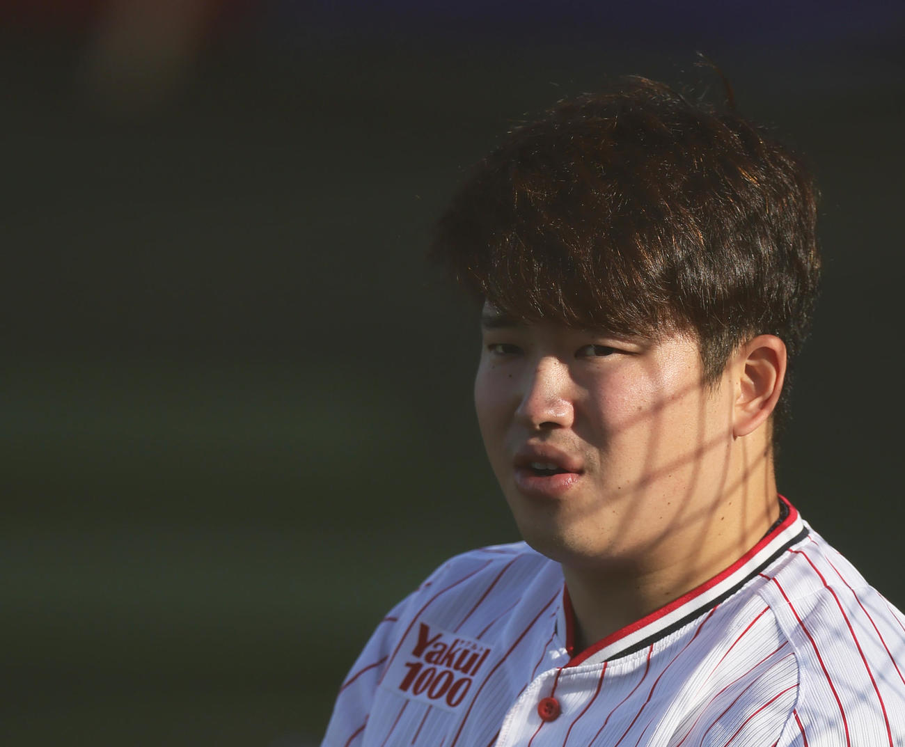 前日練習に臨むヤクルト村上（撮影・足立雅史）