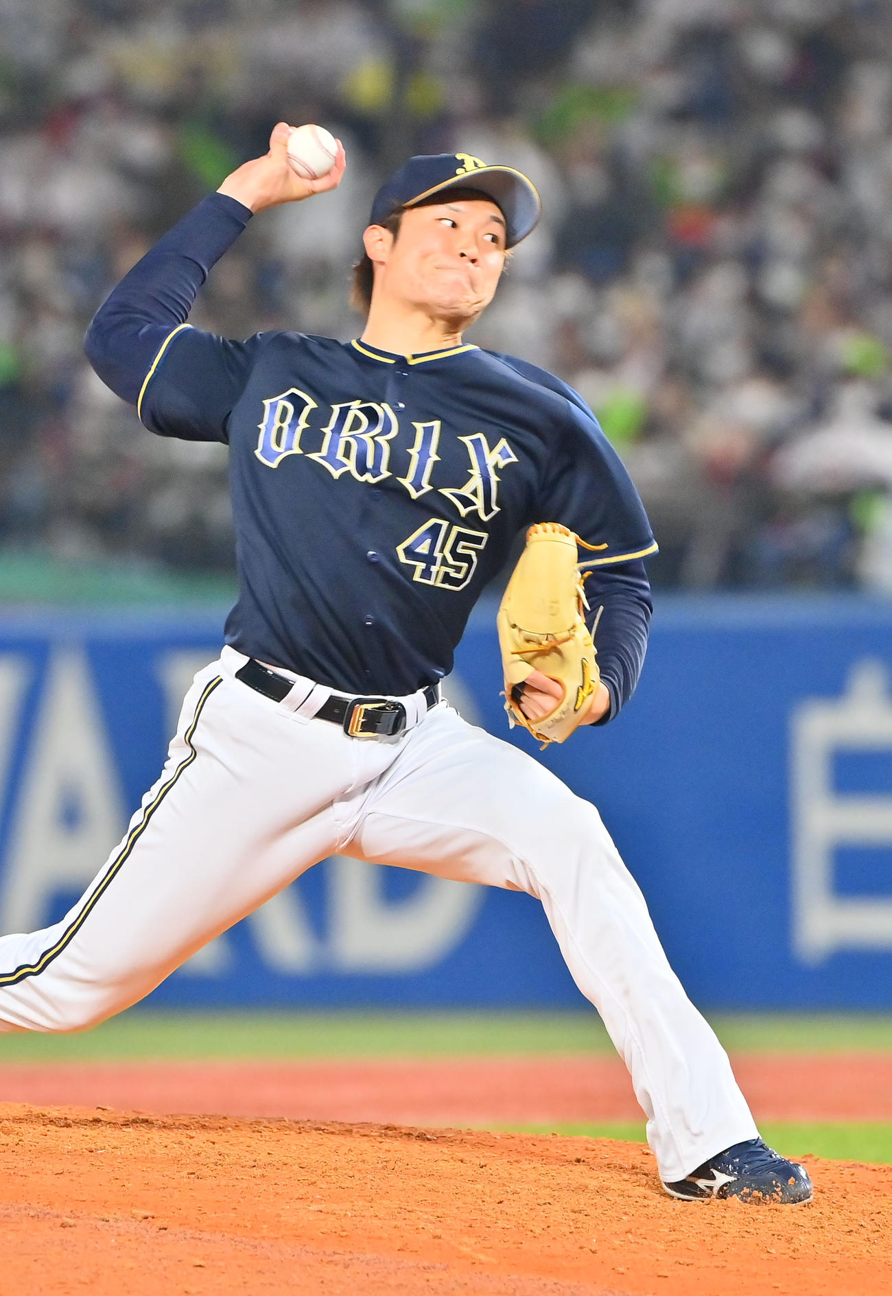 ヤクルト対オリックス　7回に登板するオリックス阿部（撮影・和賀正仁）