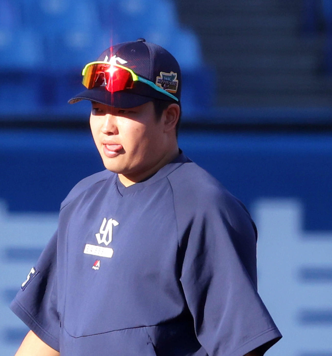 ヤクルト対オリックス　試合前、練習に臨むヤクルト村上（撮影・河田真司）