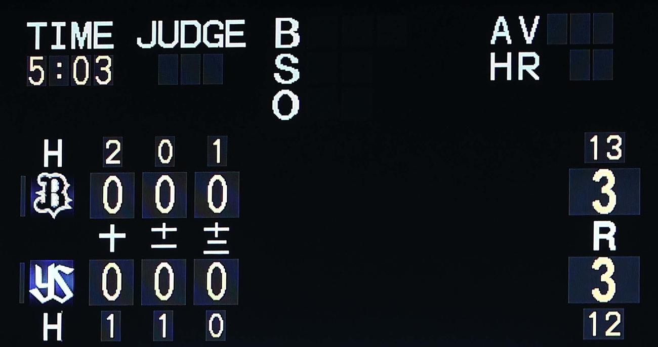ヤクルト対オリックス　5時間を越える熱戦は3対3の引き分けとなった（撮影・上田博志）