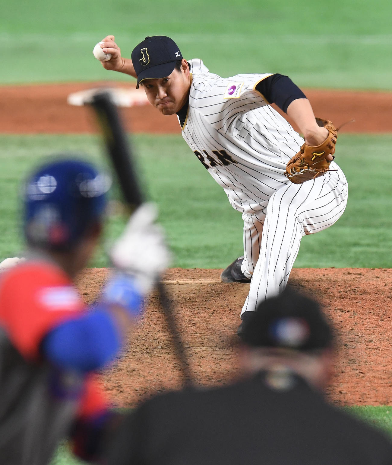 WBCキューバ戦で登板する牧田和久（2017年3月7日撮影）