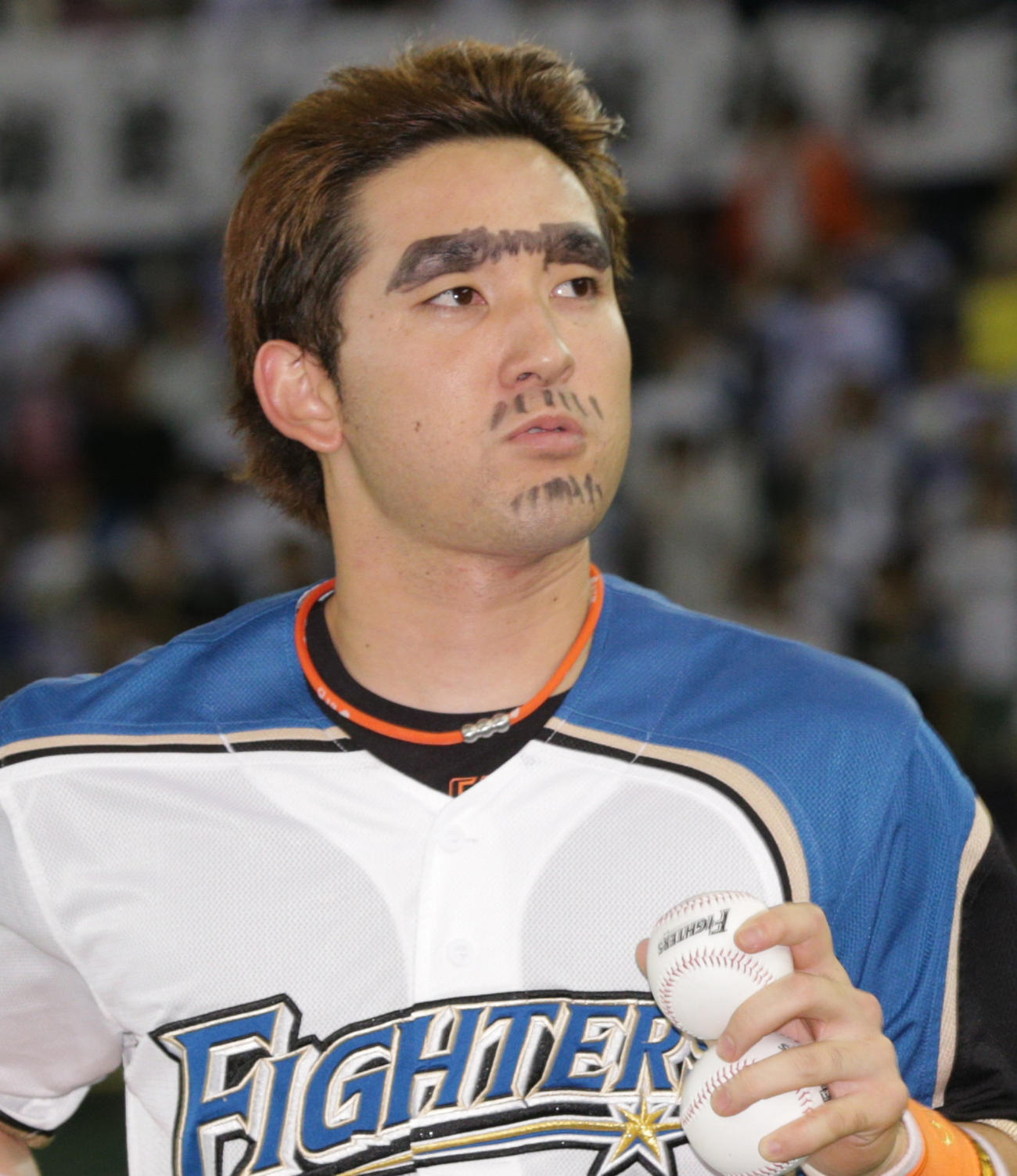 中田翔に顔面を落書きされた日本ハム杉谷拳士（15年9月1日撮影）