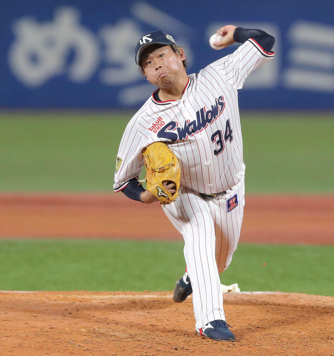 ヤクルト対オリックス　6回表、ヤクルト3番手で登板する田口（撮影・河田真司）