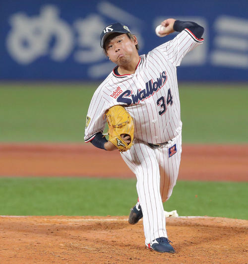 ヤクルト対オリックス 6回表、ヤクルト3番手で登板する田口(撮影・河田真司)