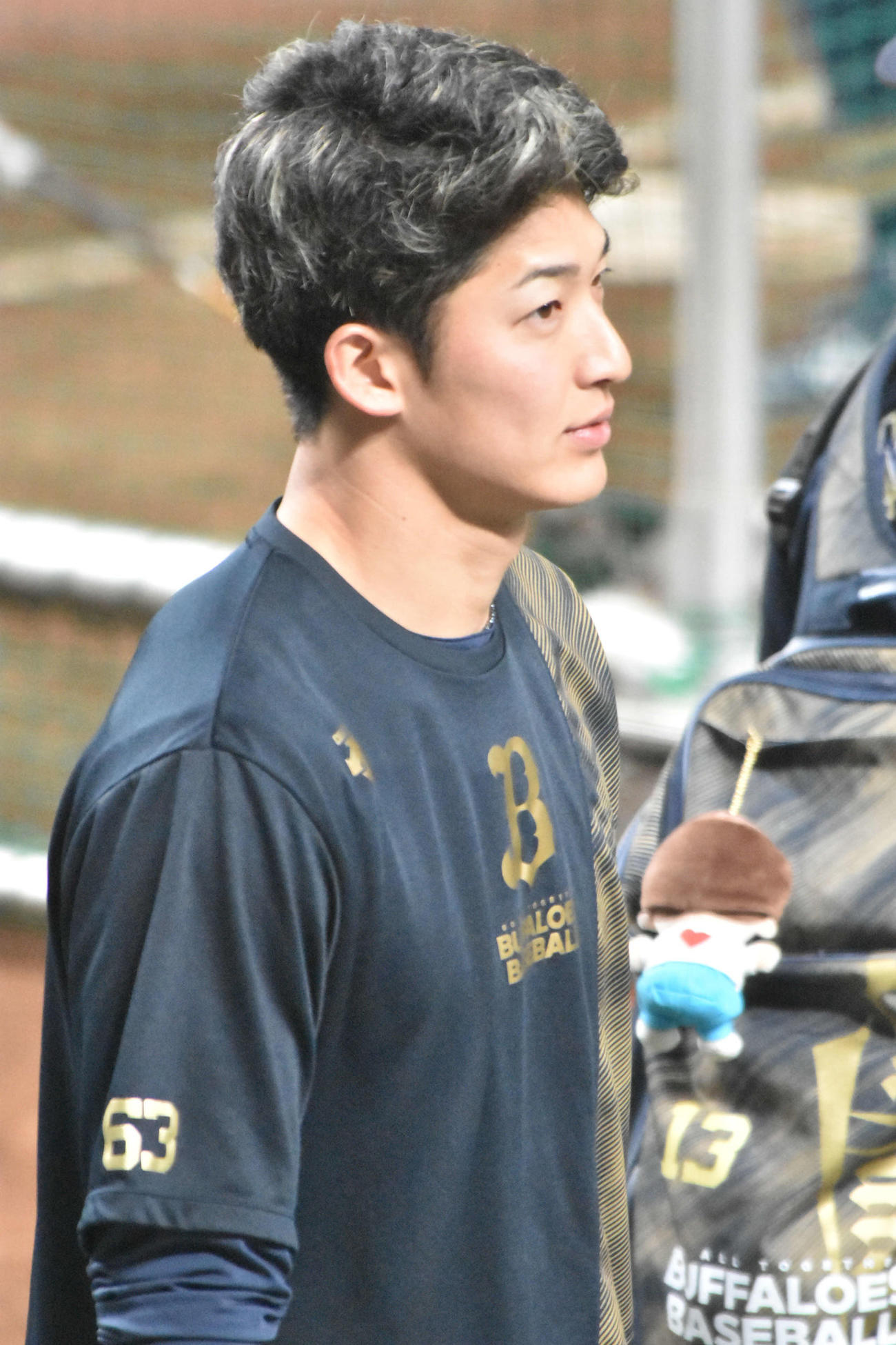 「吹田の主婦」こと、オリックス山崎颯一郎投手。うっかり最速160キロを計測する（撮影＝真柴健）