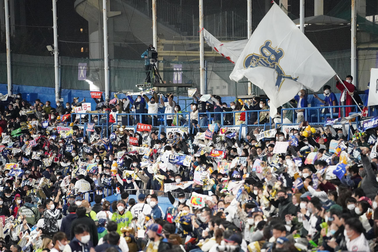 ヤクルト対オリックス　7回表の攻撃前、盛り上がるオリックスファン（撮影・鈴木みどり）