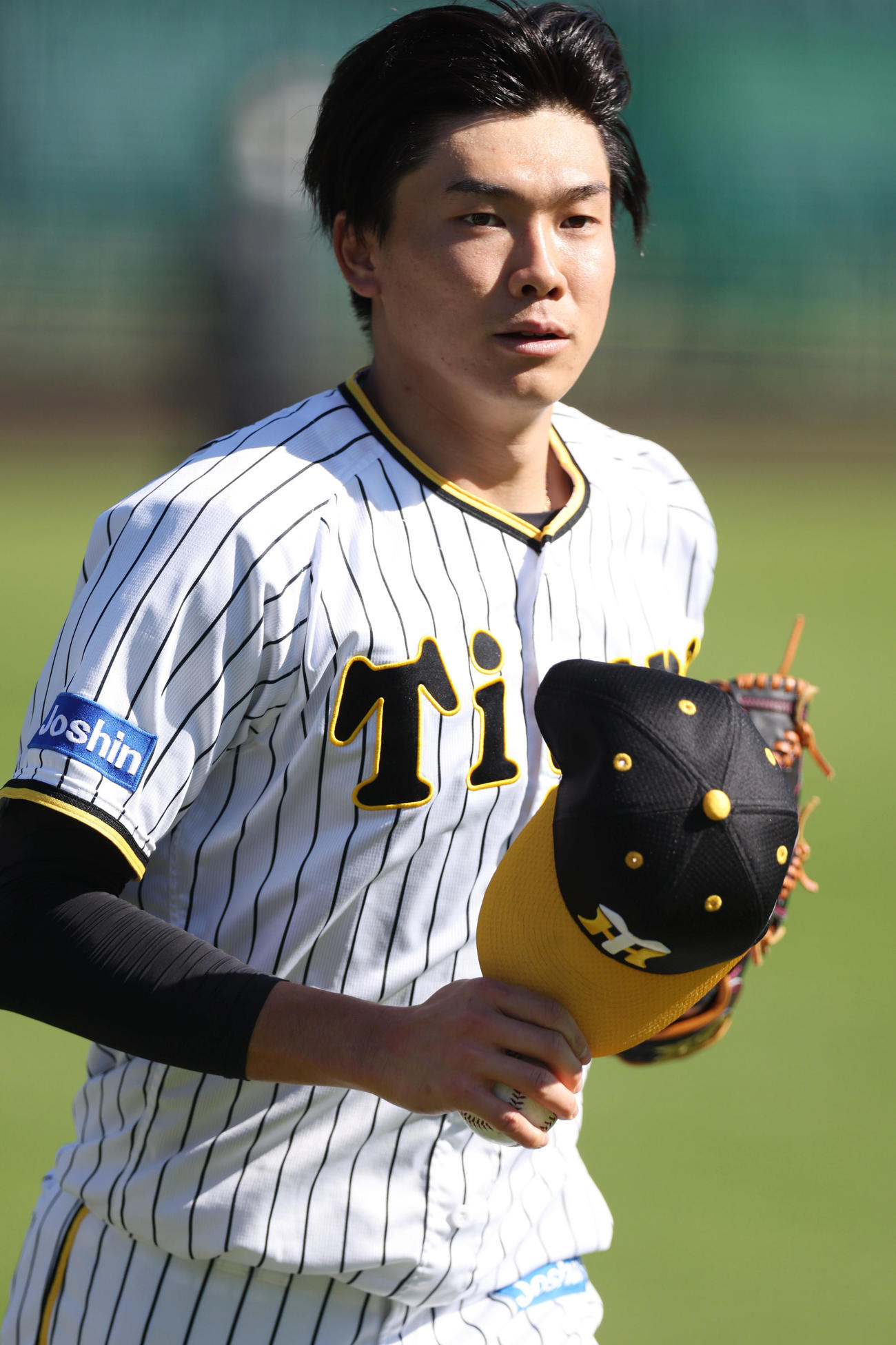 練習に臨む阪神湯浅（撮影・前田充）