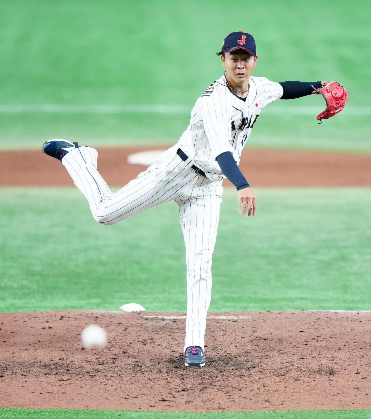 日本代表対日本ハム　日本代表2番手の高橋宏（撮影・江口和貴）
