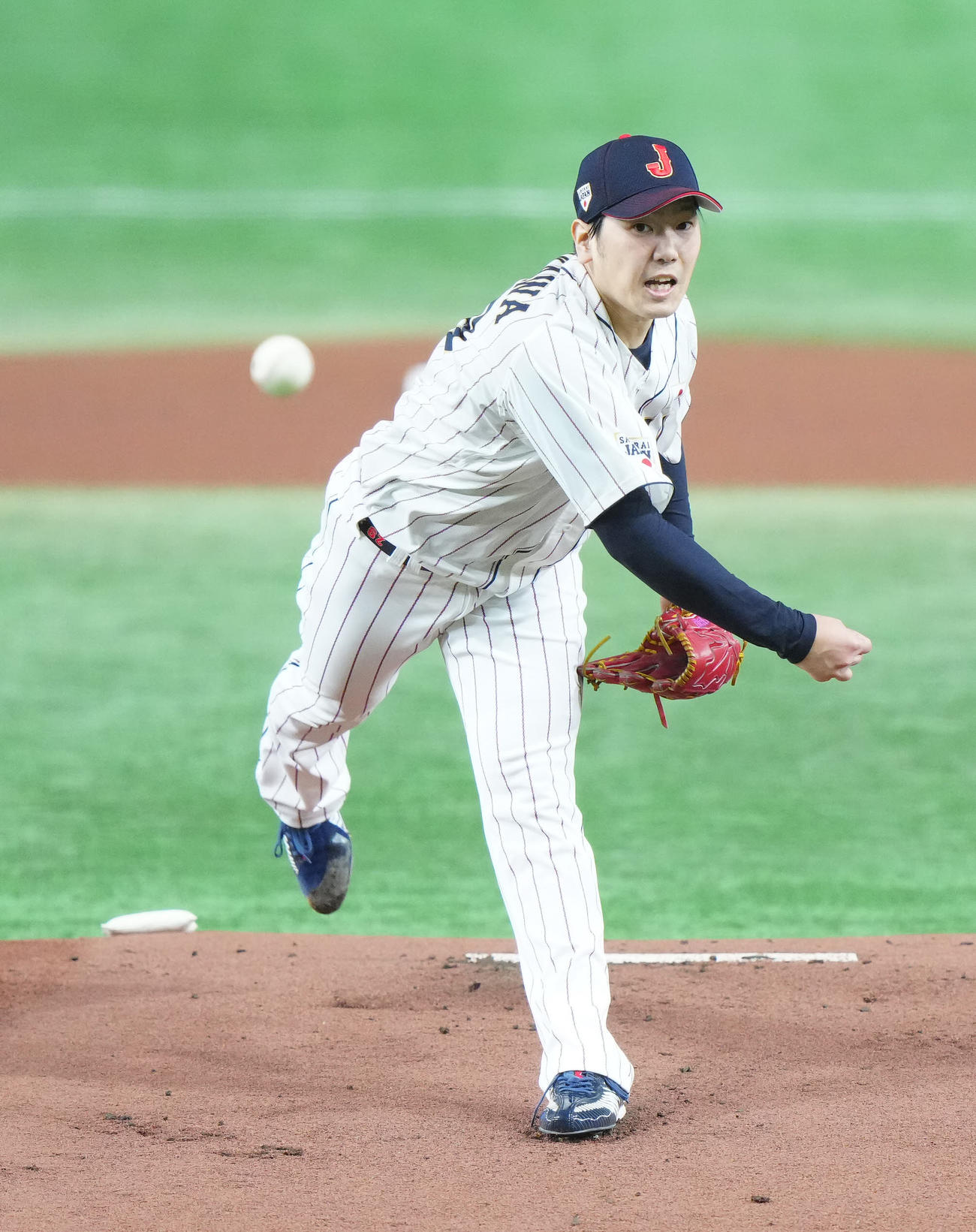 日本代表対日本ハム　日本代表先発の石川（撮影・江口和貴）