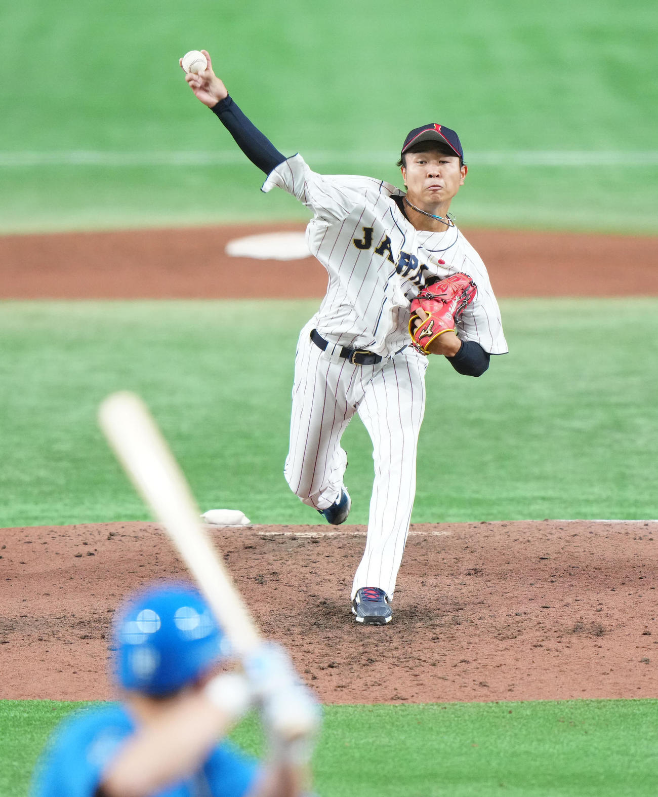 日本代表対日本ハム　日本代表2番手の高橋宏（撮影・江口和貴）