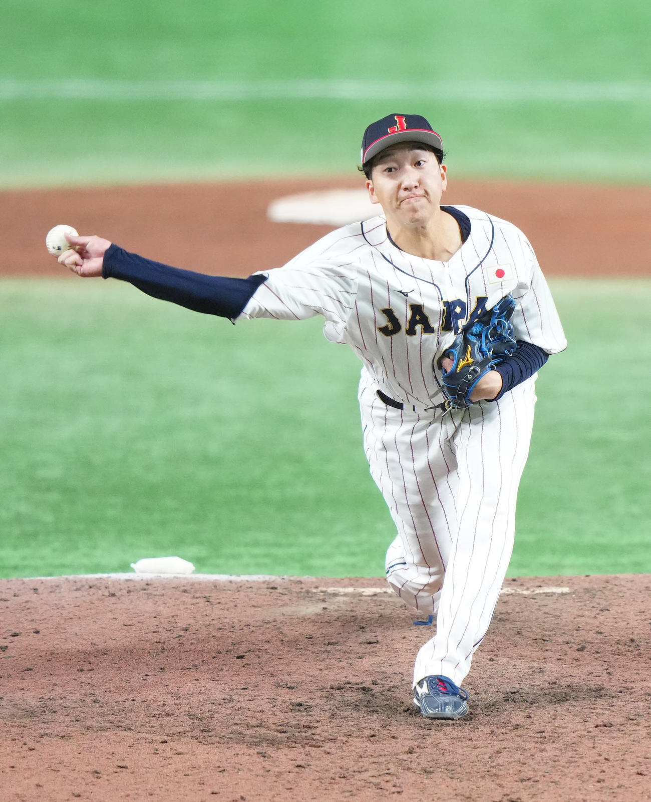 日本代表対日本ハム　最後を締めた日本代表4番手の大勢（撮影・江口和貴）