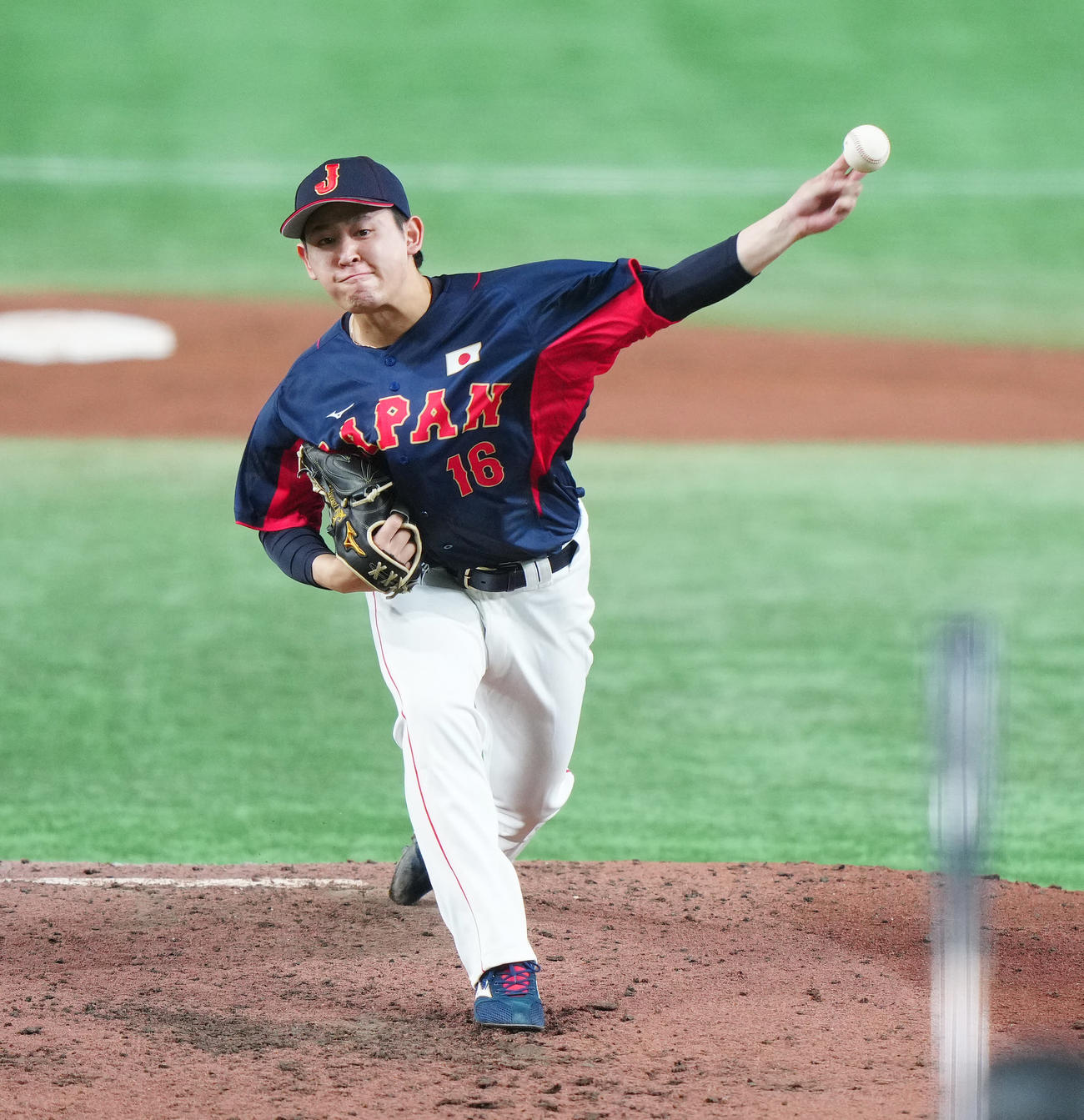巨人対日本代表　日本代表2番手の宮城（撮影・江口和貴）