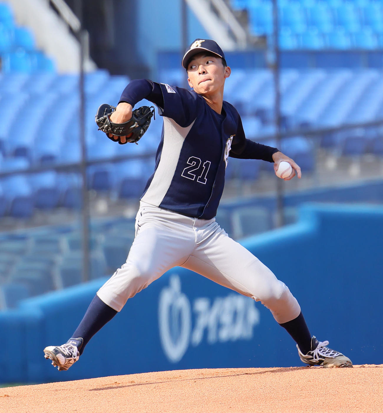 中央学院大対上武大　上武大先発の井出（撮影・足立雅史）