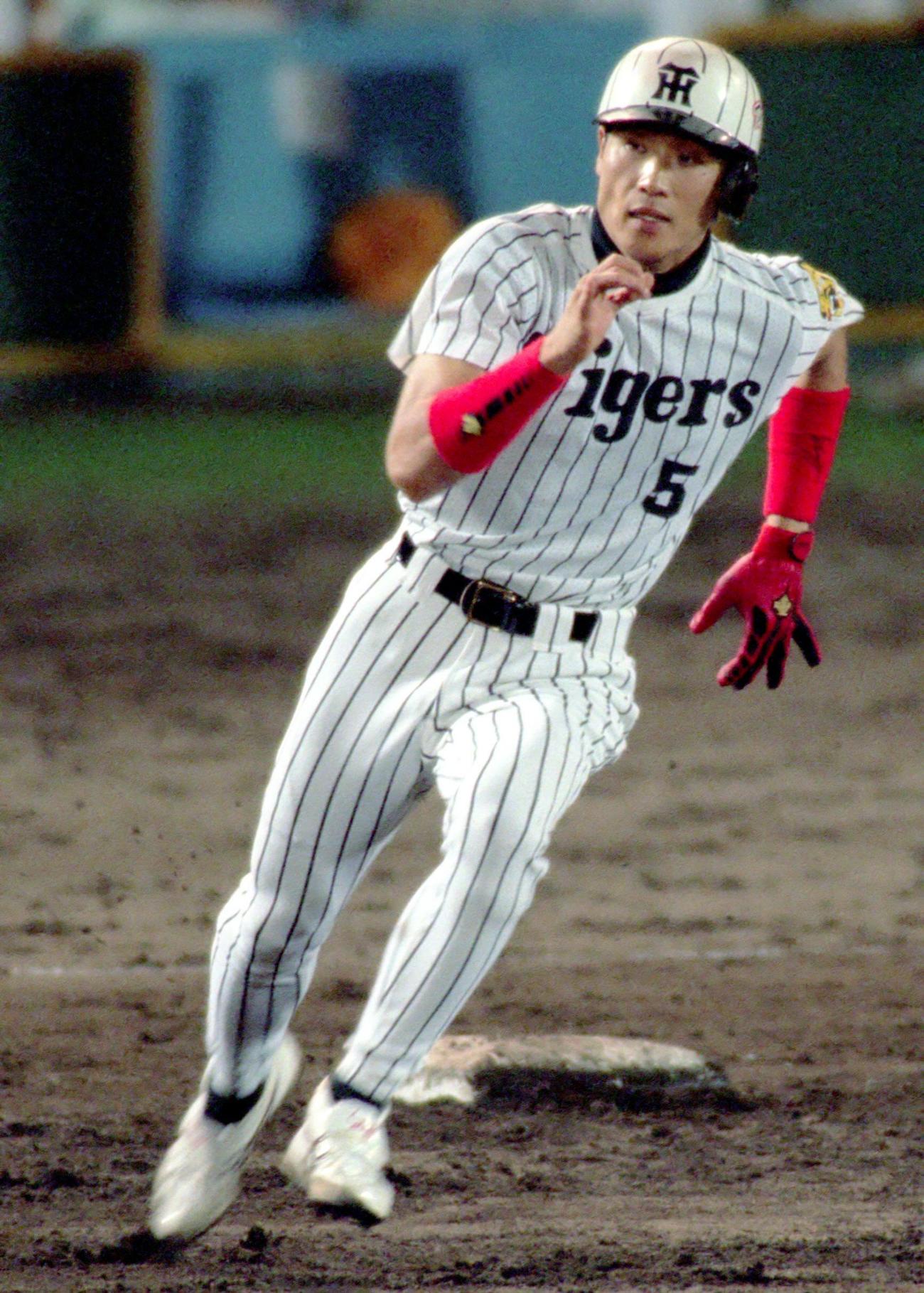 阪神で背番号5を背負った新庄剛志（1999年9月撮影）