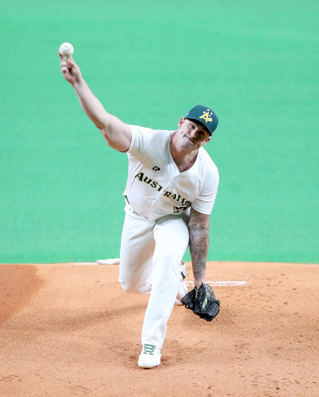 オーストラリア対日本オーストラリア先発のアサートン（撮影・黒川智章）
