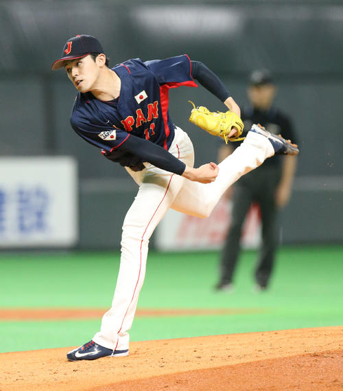 オーストラリア対日本　日本先発の佐々木朗（撮影・佐藤翔太）