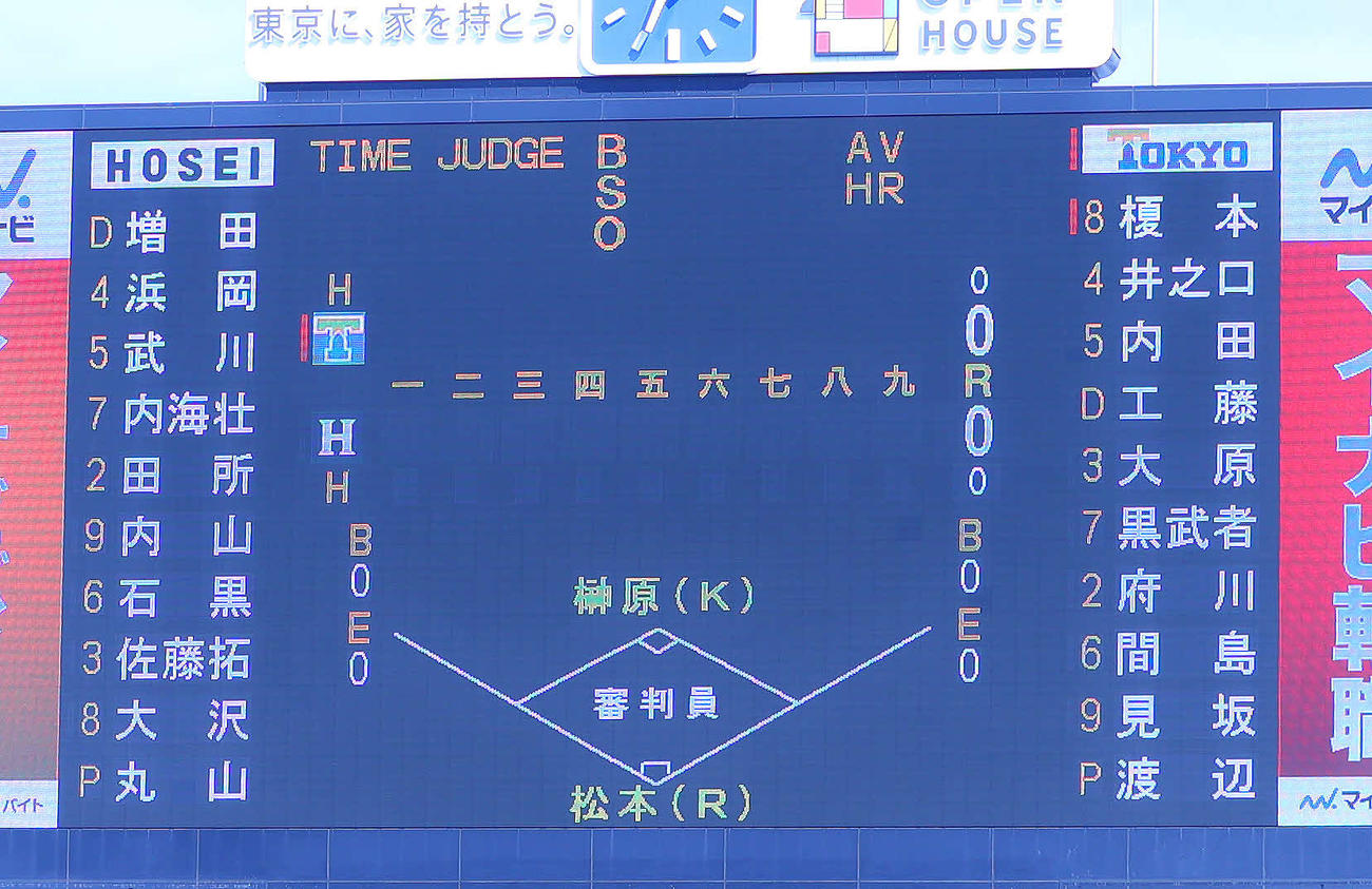 東大対法大　両チームスタメン（撮影・河田真司）