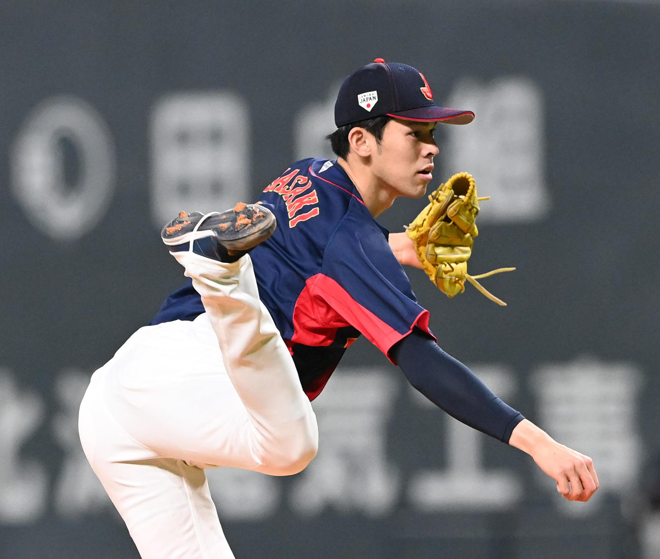 オーストラリア対日本　日本先発の佐々木朗希（撮影・前岡正明）