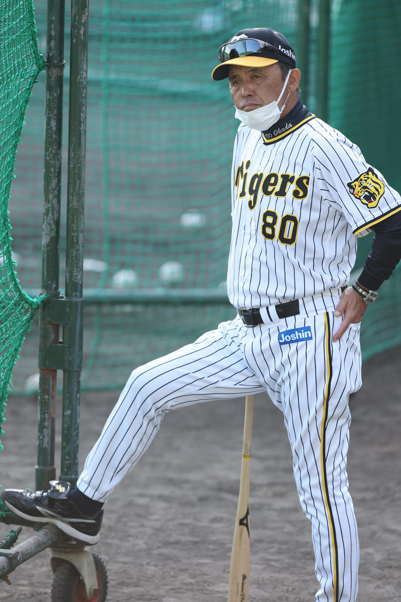 練習を見つめる阪神岡田監督（撮影・前田充）