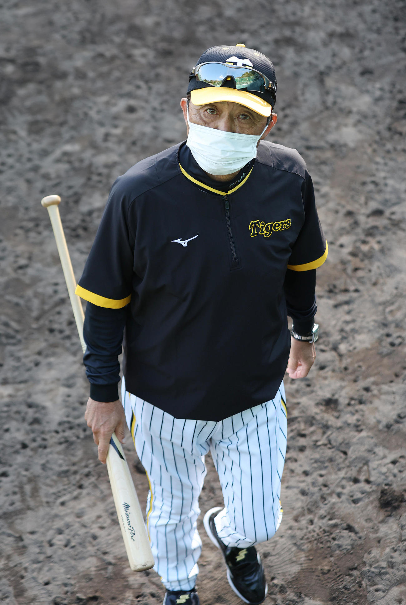 メイングラウンドのベンチへ下がる阪神岡田監督（撮影・前田充）