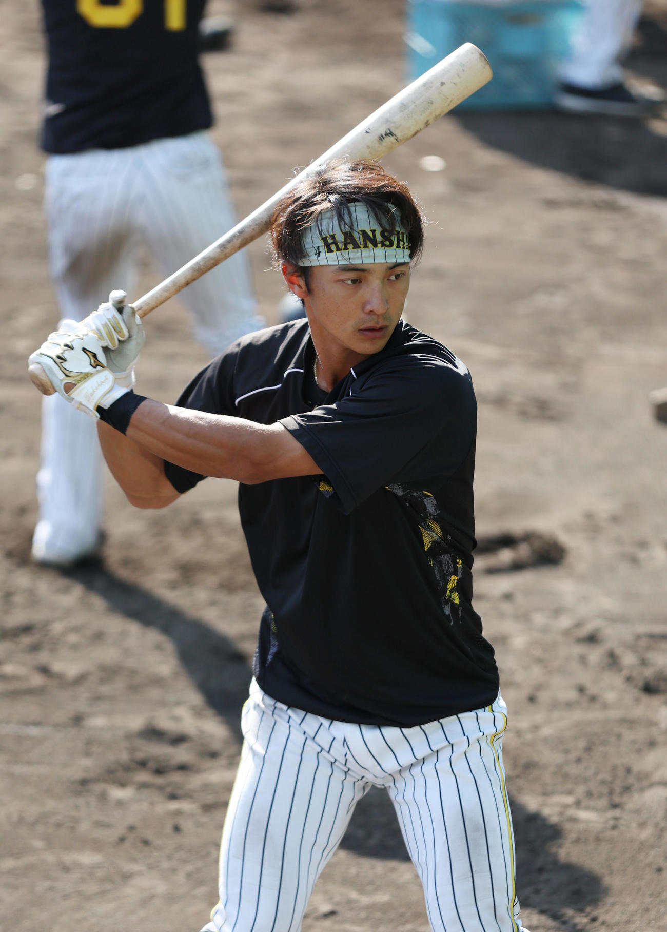 打撃練習する阪神熊谷（撮影・前田充）