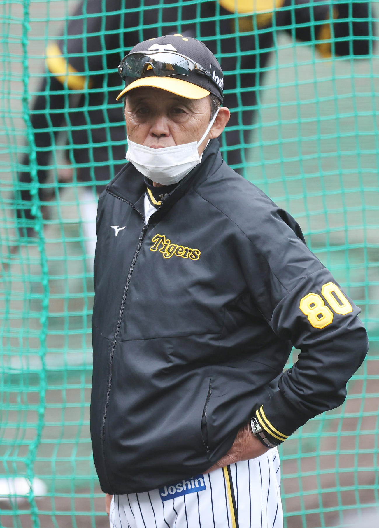 練習を見つめる阪神岡田監督（撮影・前田充）