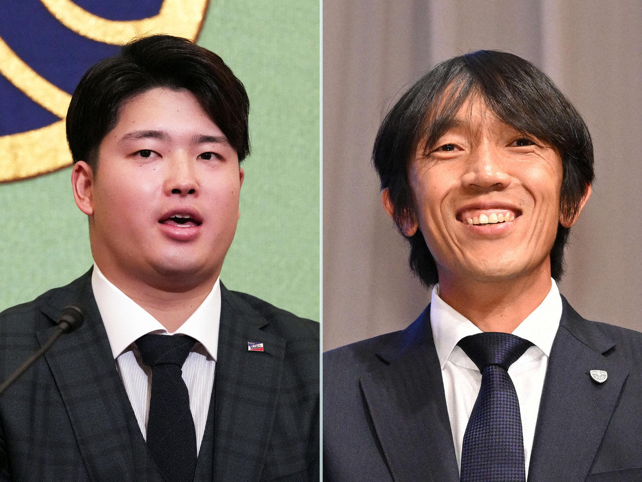 ヤクルト村上宗隆（左）と中村俊輔氏