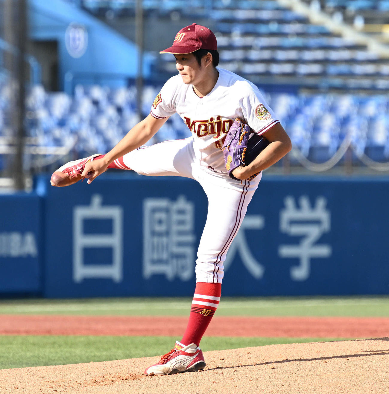明大対名城大　名城大先発の真田（撮影・滝沢徹郎）