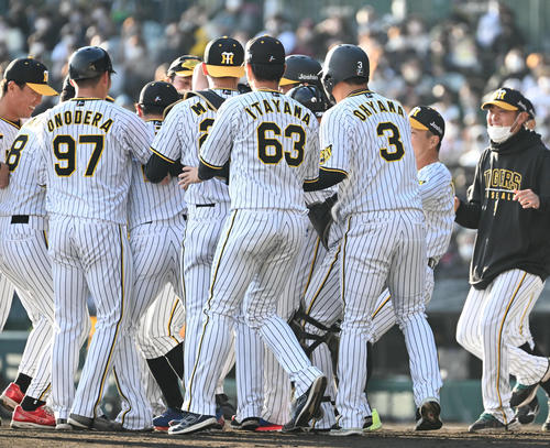 野球シュチュエーションマッチで乱闘になるナインら（撮影・石井愛子）