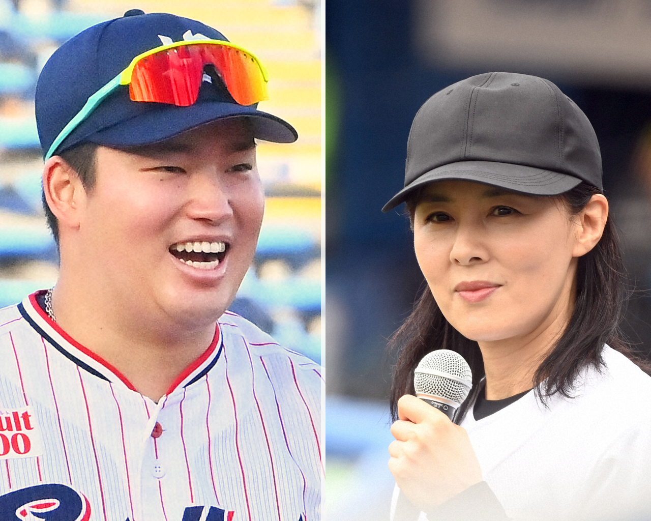 ヤクルト村上宗隆（左）と井森美幸