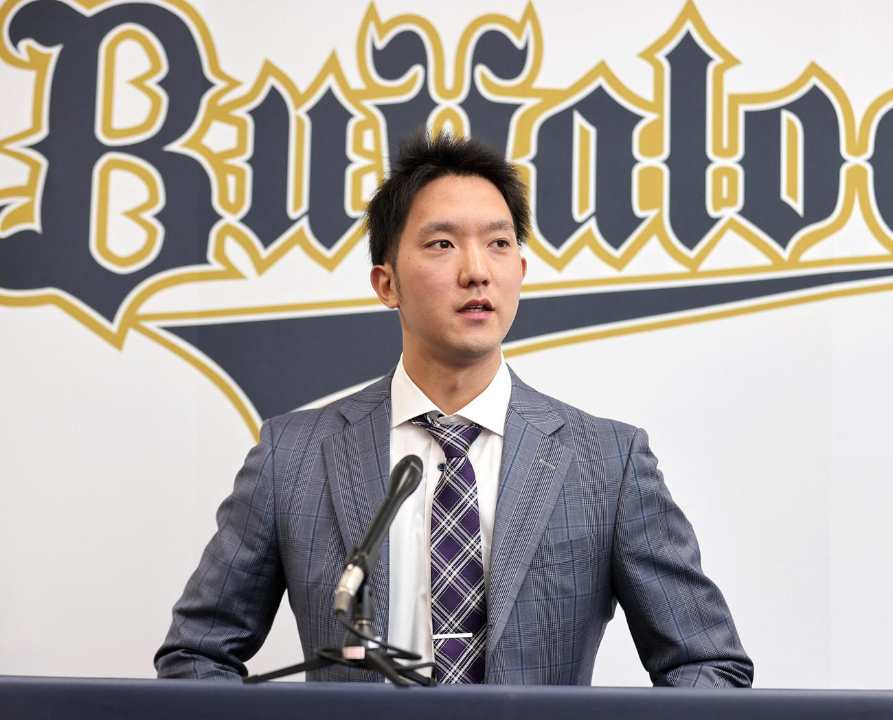 契約更改を終え会見するオリックス田嶋（撮影・上山淳一）