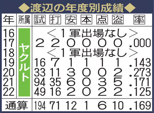 渡辺の年度別成績