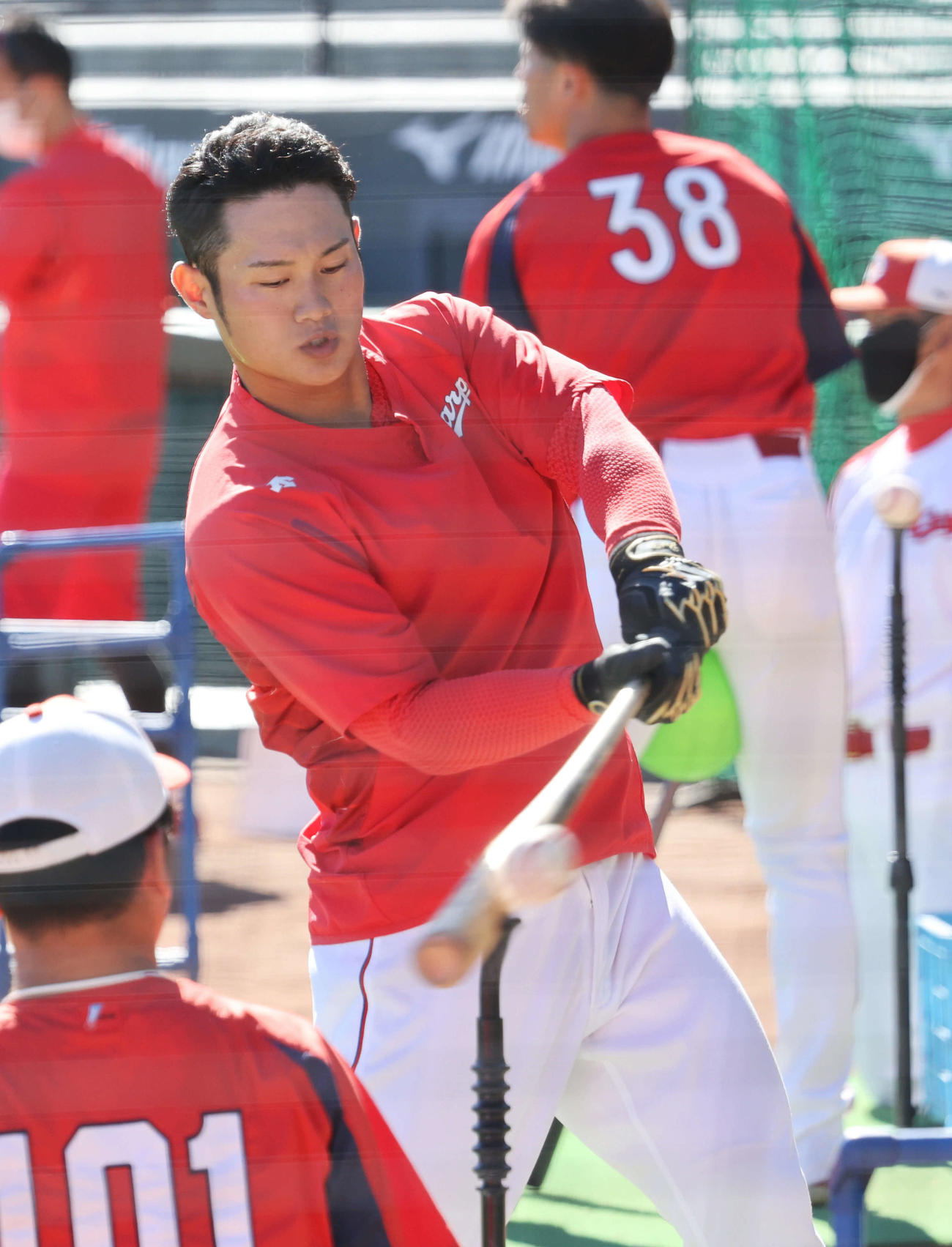 ティー打撃練習をする正随（2022年11月6日撮影）