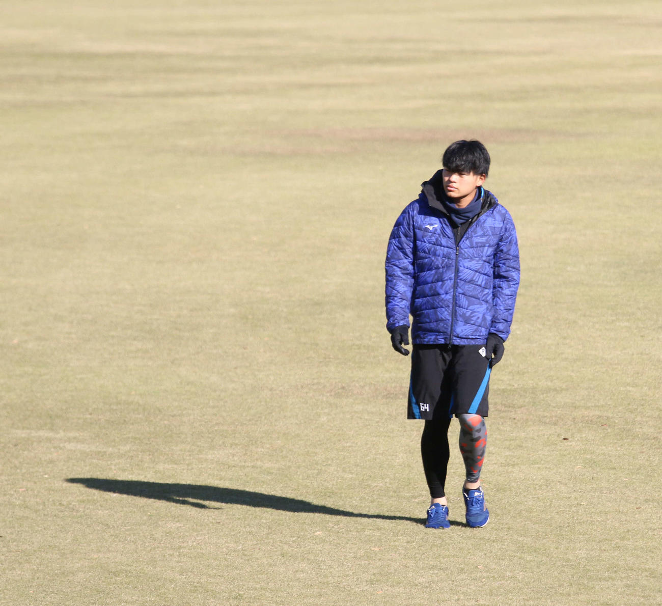 千葉・鎌ケ谷の球団施設で自主トレを行った日本ハム田宮（撮影・木下大輔）