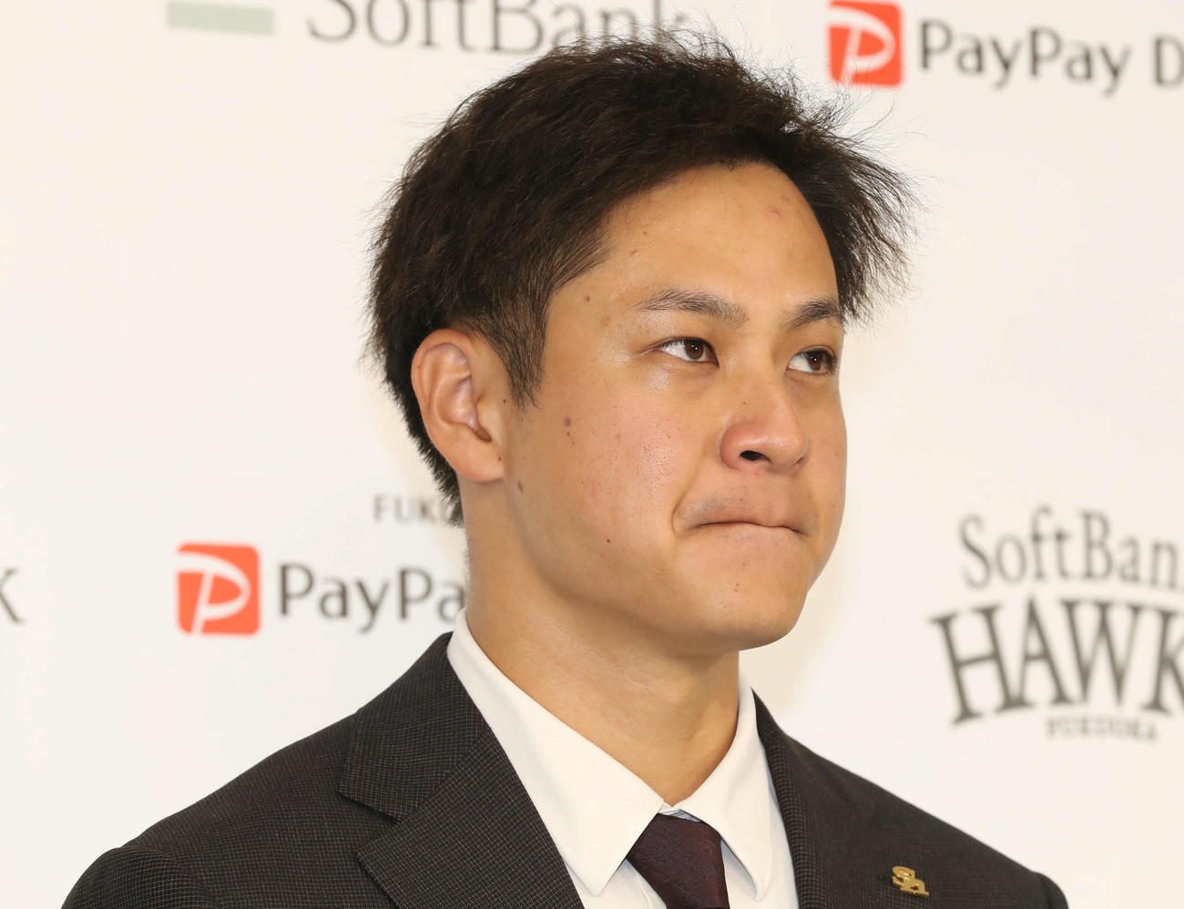 契約更改を終えて会見を行う大竹耕太郎（2022年11月25日撮影）