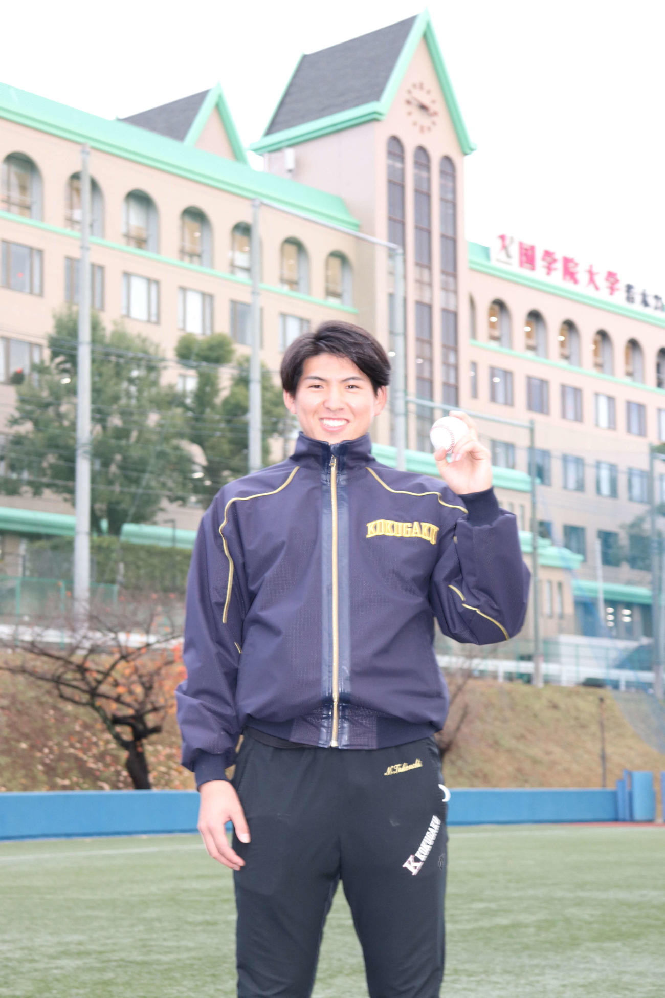 プロ入りを目指すと宣言した国学院大・武内（撮影・保坂淑子）